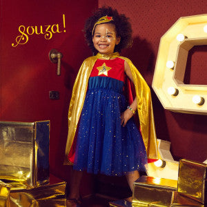 Super Hero girl robe+cape 5-7 ans