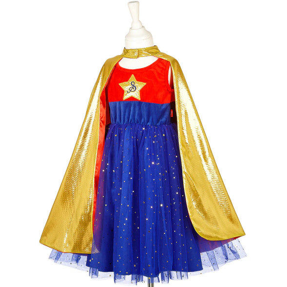Super Hero girl robe+cape 5-7 ans